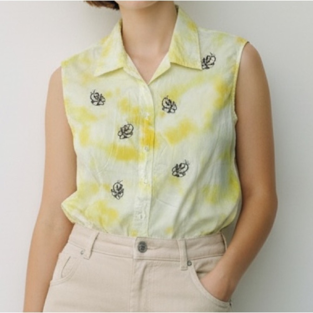 Warner Brothers Tweety Bird Custom Tie-Dye Button Down Top